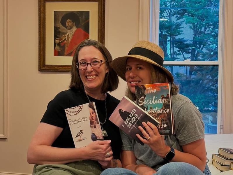 Erica Colahan and Jo Piazza celebrating their sister books